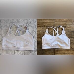 ⚠️SALE⚠️ (2) BOTH Lululemon white Energy Bra Strappy Back Medium support Size 8